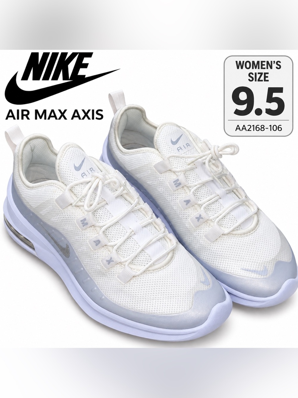 Nike Air Max Axis Women’s 9.5 White Metallic Platinum AA2168-106